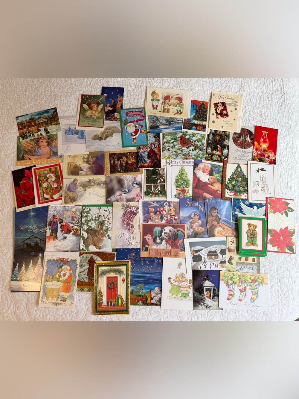 Lot Of 50+ Vintage Christmas Cards 1980-2000 W/Original Envelopes Cute UNUSED 02